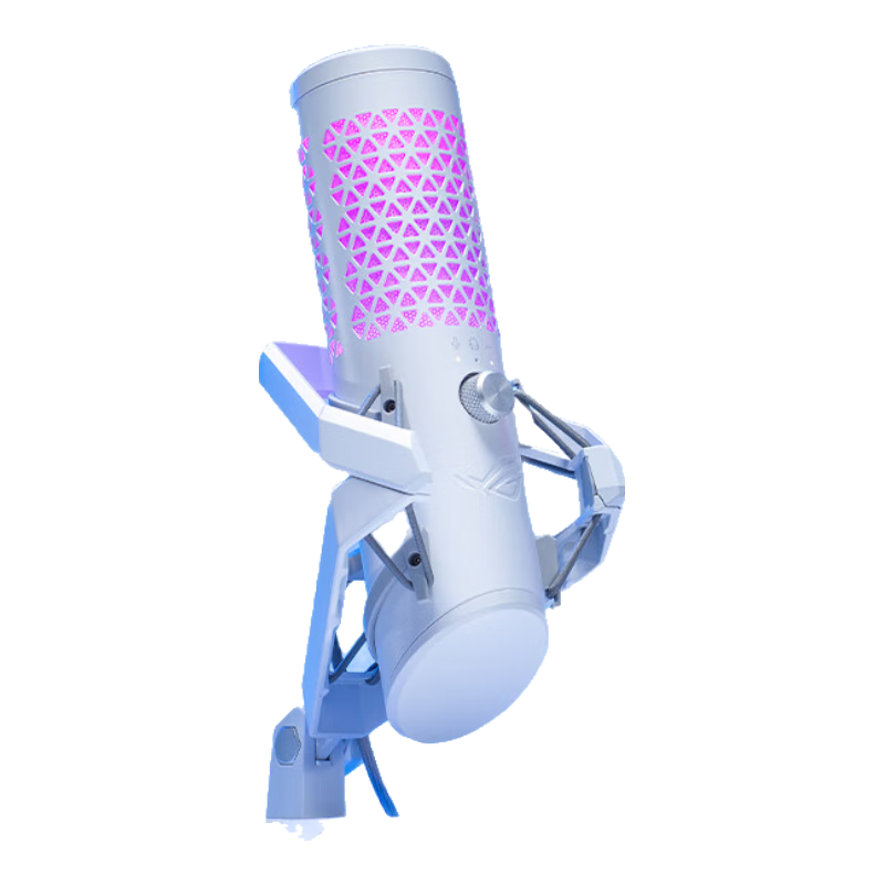 ROG Kaniexi Professional Microphone, Desktop Microphone for Live Streaming, Singing-Specific Microphone, Karaoke Essential, Professional Host High-Q Filter Noise Reduction RGB White