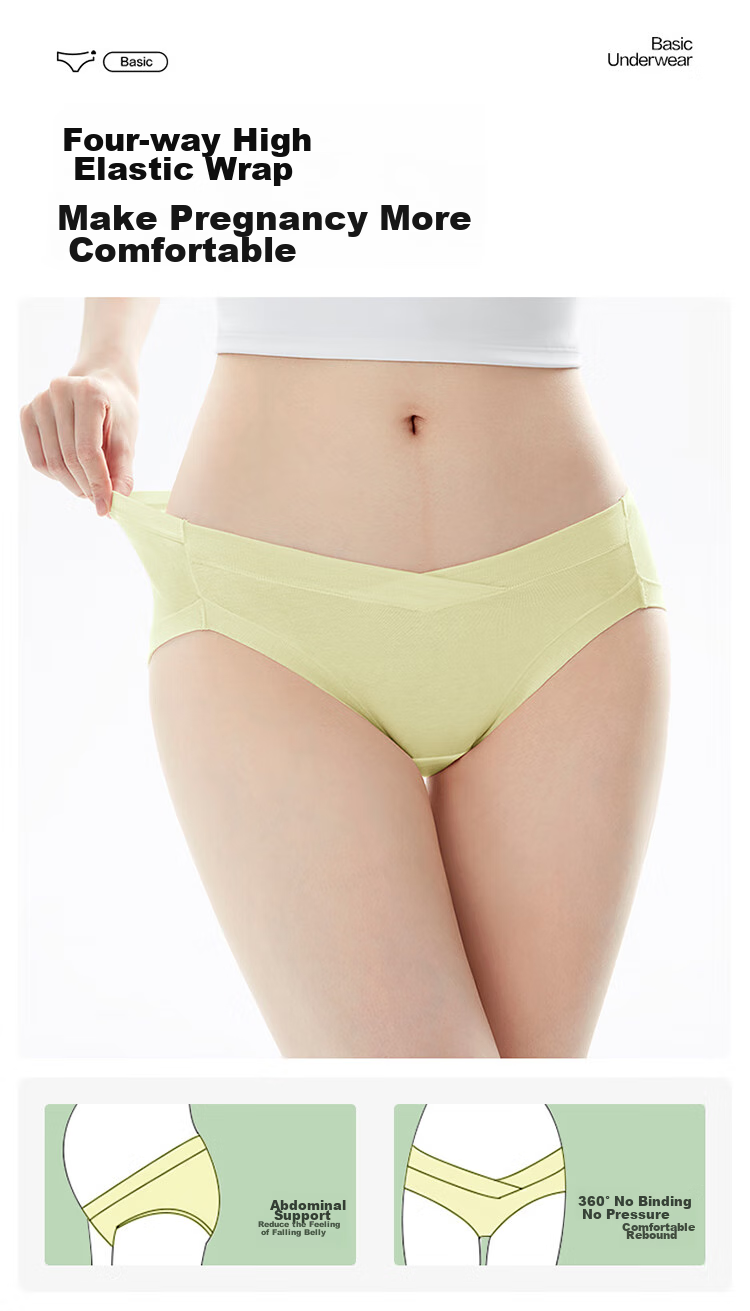PurCotton Maternity Underwear, Knitted Low-Rise Pure Cotton Panties, Specialized for Pregnancy And Postpartum, Triangle Briefs, 2 Pieces, Skin Color + Pink, Size L 12