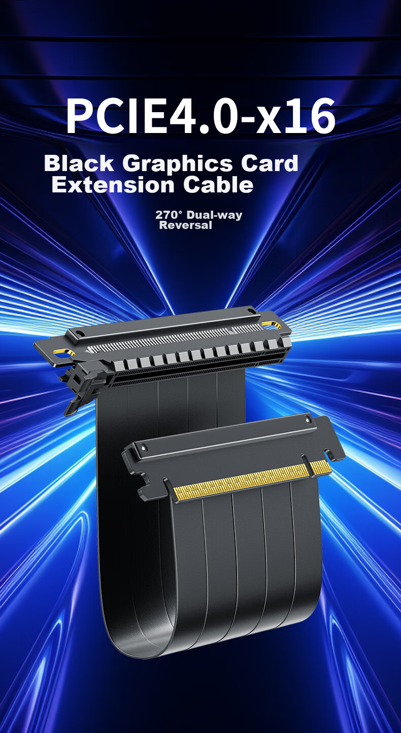 LinkStone Full-Speed Lossless PCIE4.0 Dual Anti-Reflective Graphics Card Vertical Expansion Cable Vertical Bracket PCIe X16 Anti-Electromagnetic Interference Bendable Suitable for 4090 Graphics Card 1