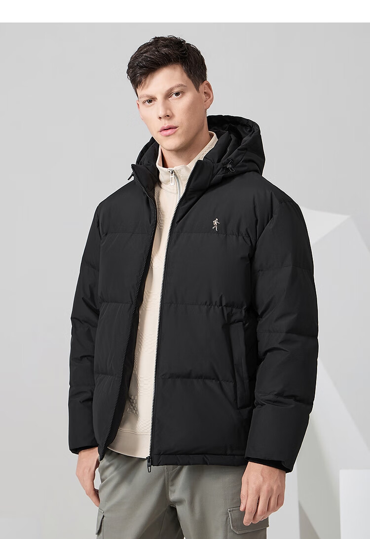 DANCING WOLVES [236G High-Loft Filling] Graphene Insulated Heavyweight Hooded Men's down Jacket, 001 Black, Size 185 9
