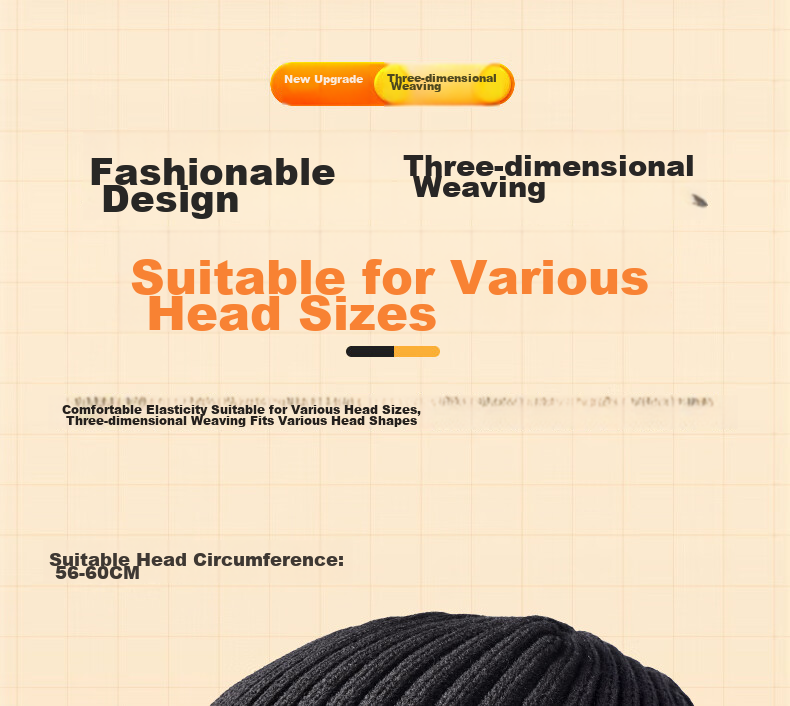 Li-Ning Hat for Men And Women, Autumn And Winter Knitted Cap, Warm Cold Hat, Sports Running Cycling Skiing Fleece-Lined Large Head Circumference Black 27
