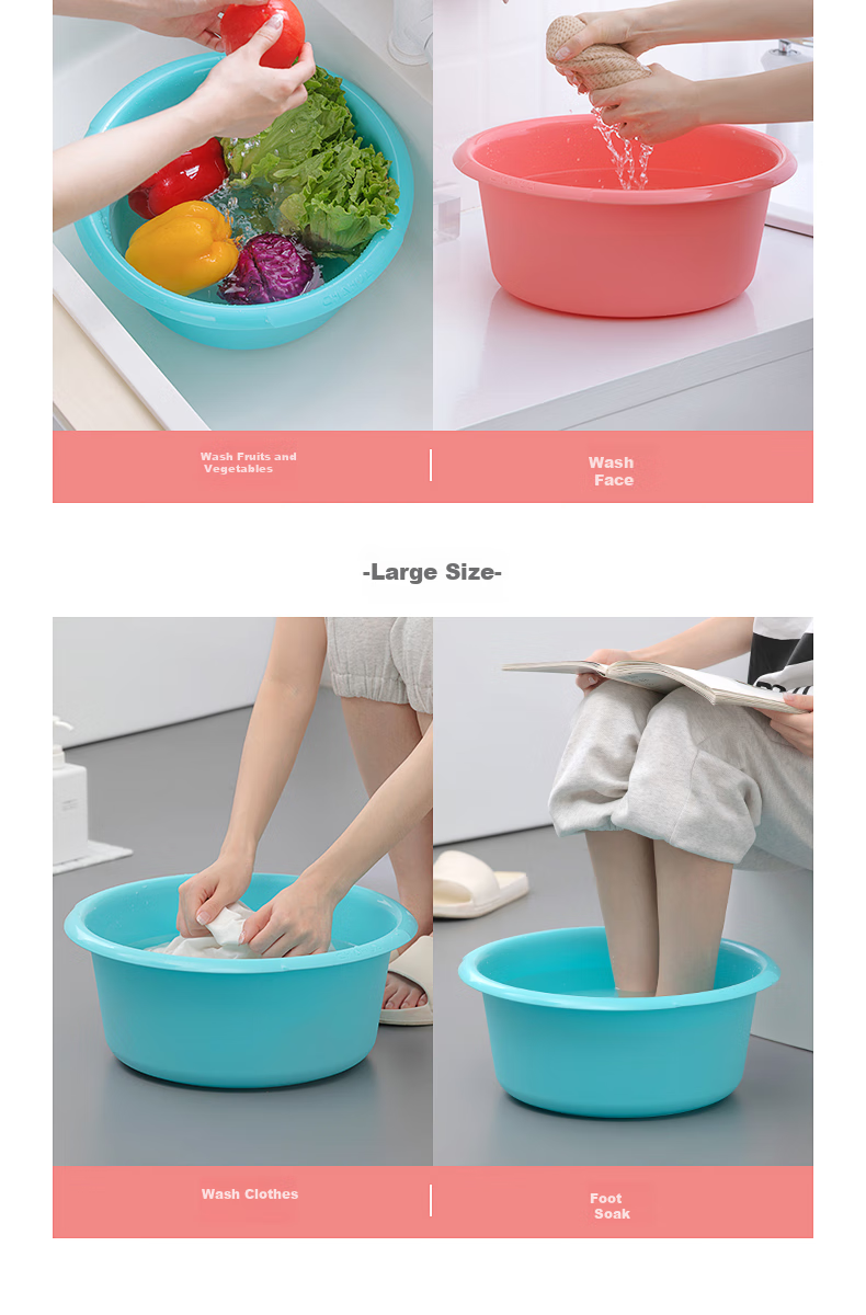 Chahua Deep Plastic Wash Basin 39cm Large Vegetable Washing Basin Laundry Basin Foot Bath Cleaning Basin Purple 7