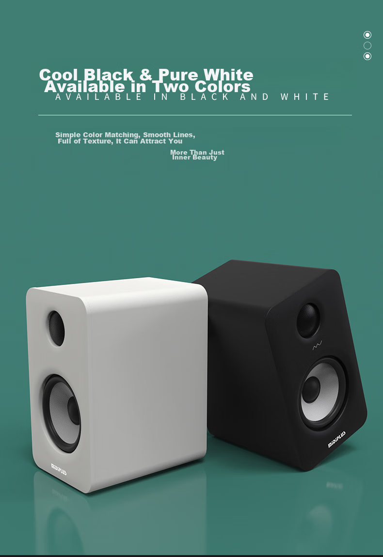 Midiplus MI3 II White Active Monitor Speaker, 3-Inch Computer Home Multimedia HIFI Desktop Professional Bluetooth Speaker 6