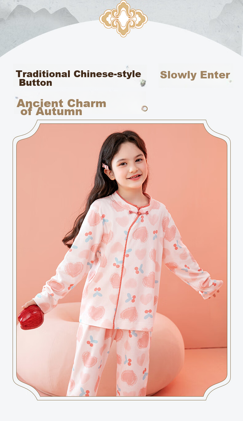 Fenteng Children's Pajamas for Girls, New Chinese Style Pure Cotton Spring National Style Stand Collar Button-Up Loungewear Q9X257930736 3