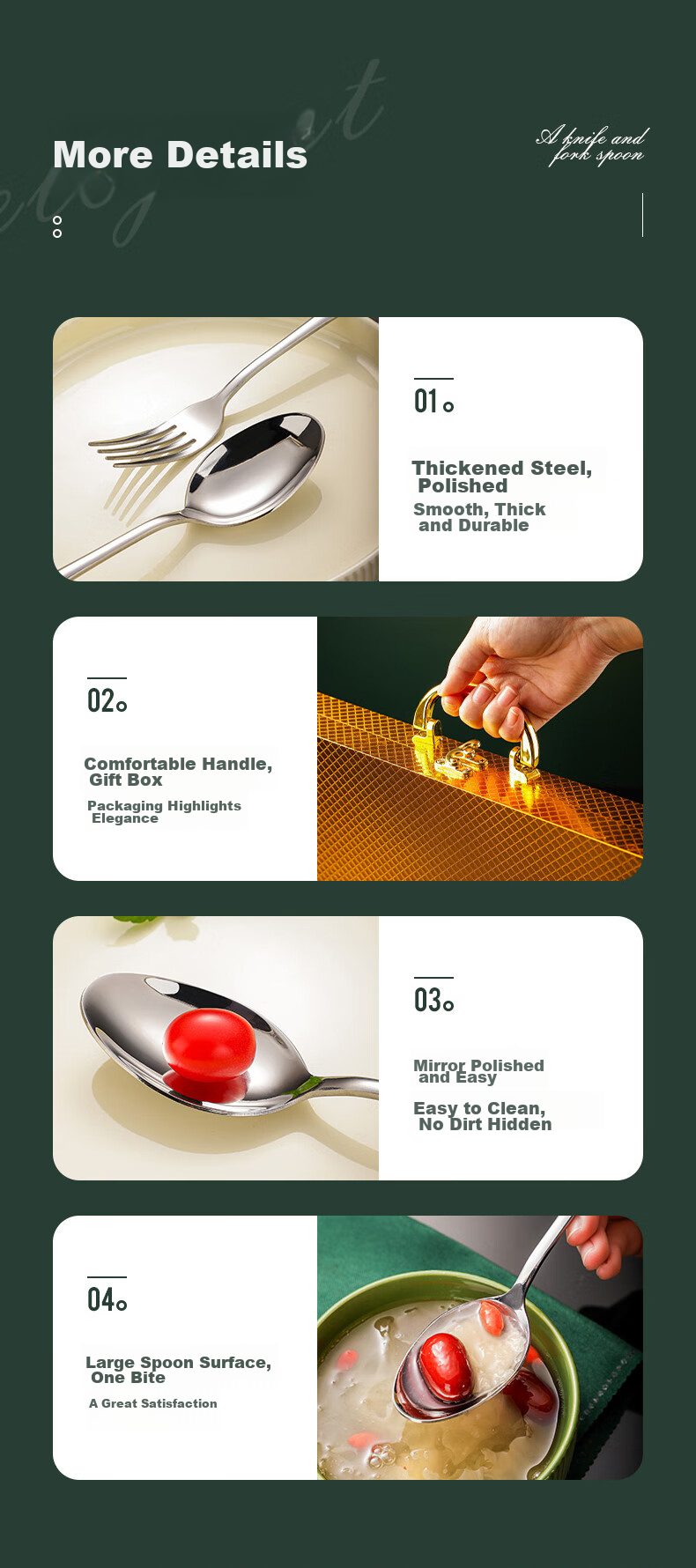 Guangyi Stainless Steel Western Cutlery Set, Steak Knife Fork Spoon Set, 24-Piece Combination Pack for Six People, GY7564 14
