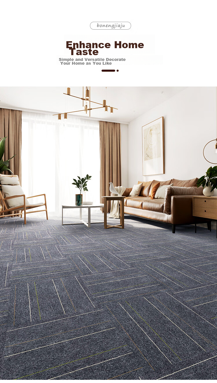 Boneng Commercial Office Carpet, Hotel Conference Room High-End Specialized Square Tile Splicing Carpet, Large Area, 36 Pieces Per Set 3