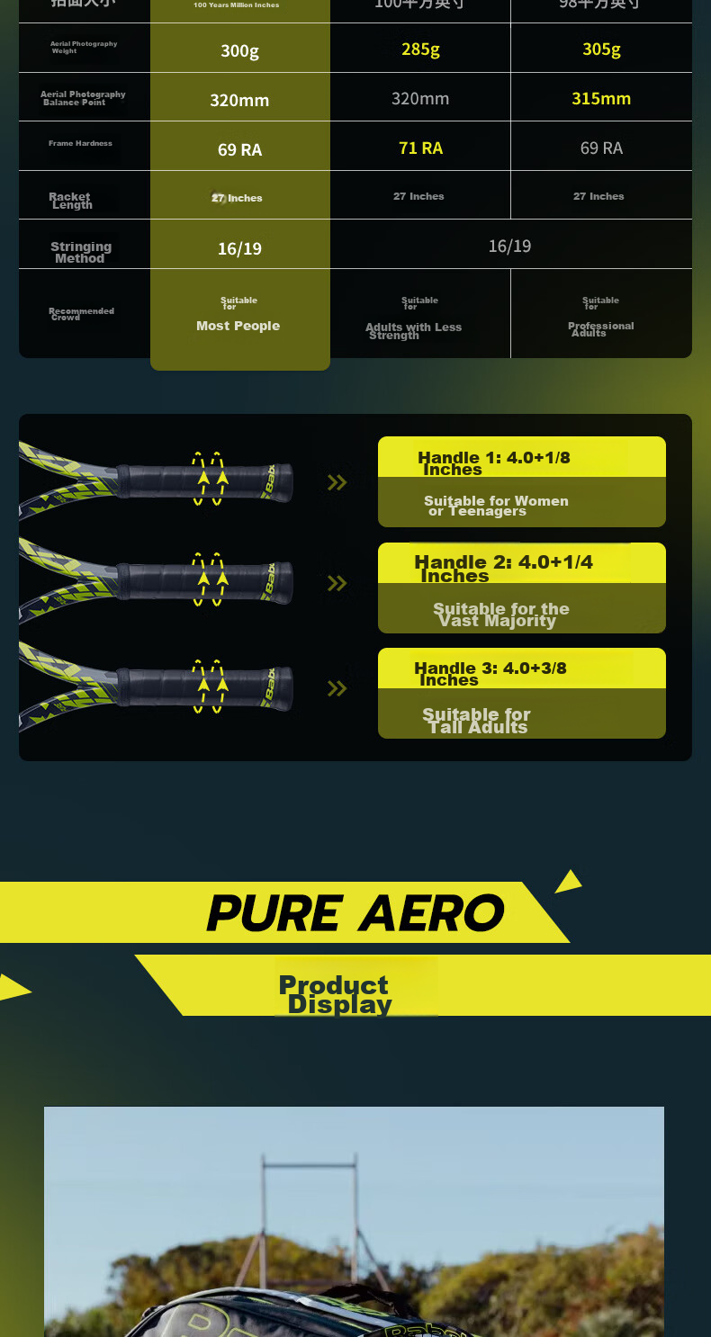 Babolat Pure Aero Alcaras Same Full Carbon Professional Tennis Racket Babolat PA [Pre-Strung] 11