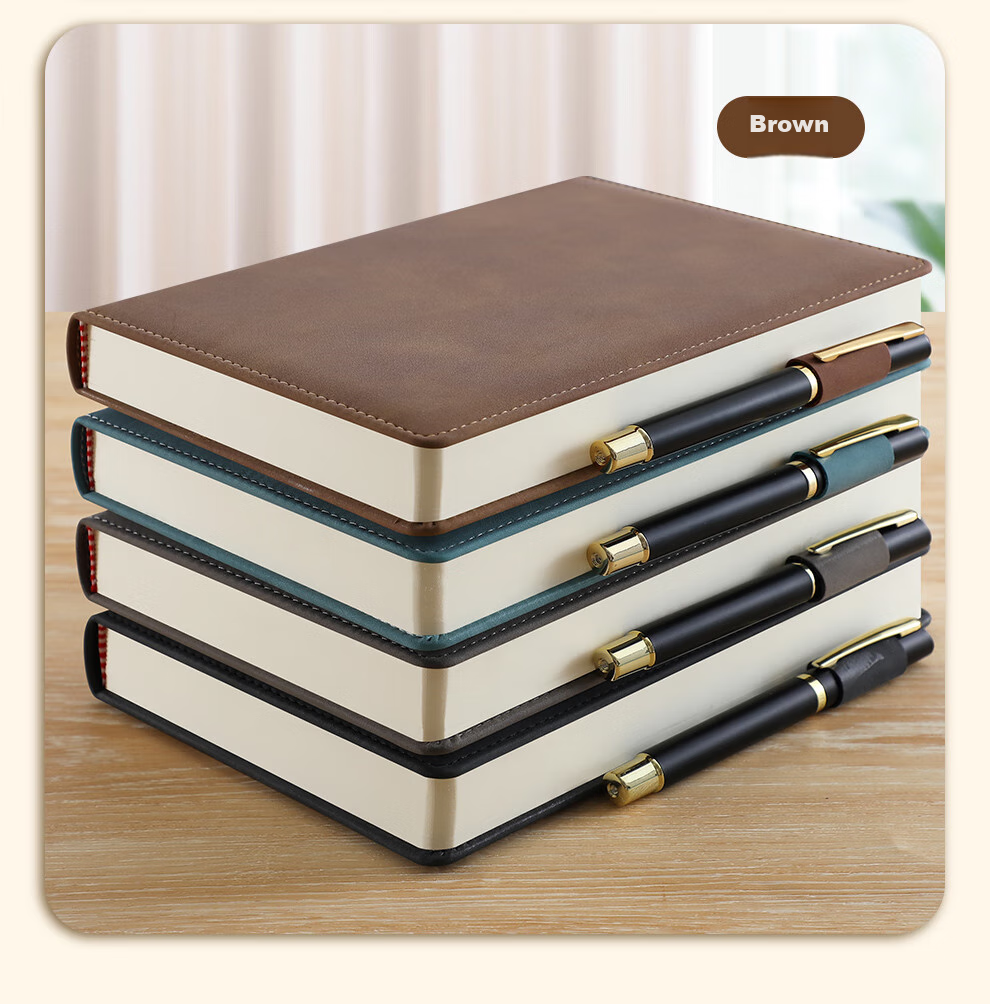 Faramon Notebook A5 Thick Journal Business Lambskin Cover Vintage Notebook Work Diary Meeting Minutes Book Office Stationery Customizable Brow 21