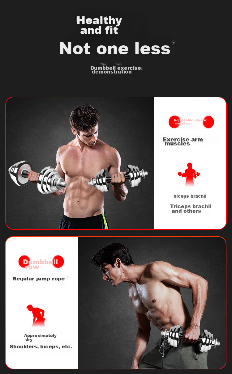 Chengyue Electroplated Dumbbell And Barbell Set, 15kg, Adjustable And Detachable Fitness Equipment for Men And Women, CY-024 24