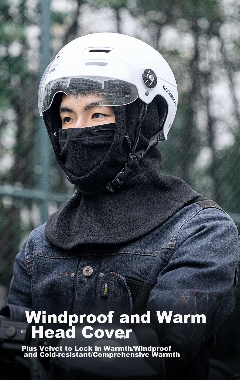 ROCKBROS Warm Face Mask, Cycling Balaclava, Bicycle And Electric Bike Outdoor Fleece Windproof Neck Gaiter, Winter Season, Black 1