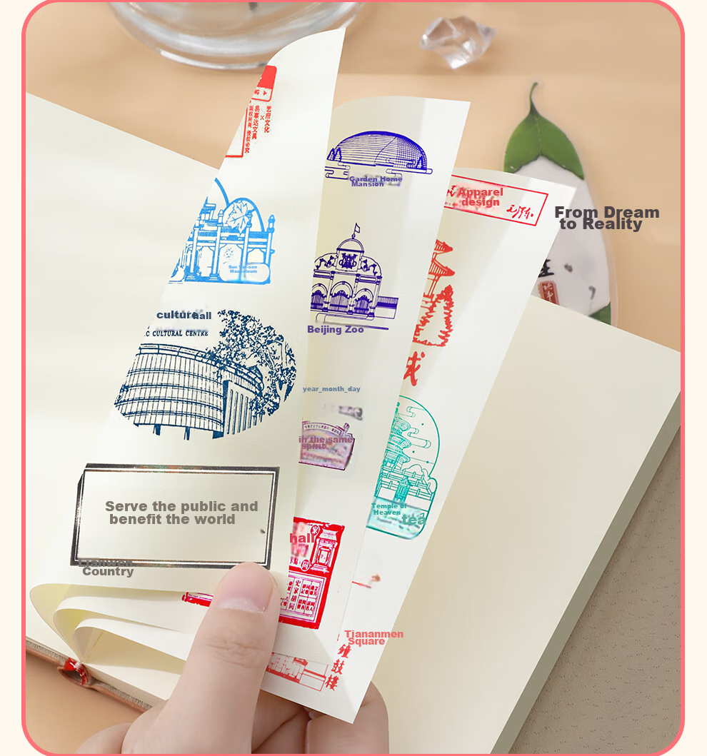 Faramon Travel Stamp Collection Notebook A5 Handbag Stamp Book Museum Collection Album Travel Record Blank Notebook Check-In Journal Scenic Spot Visit Book White 7