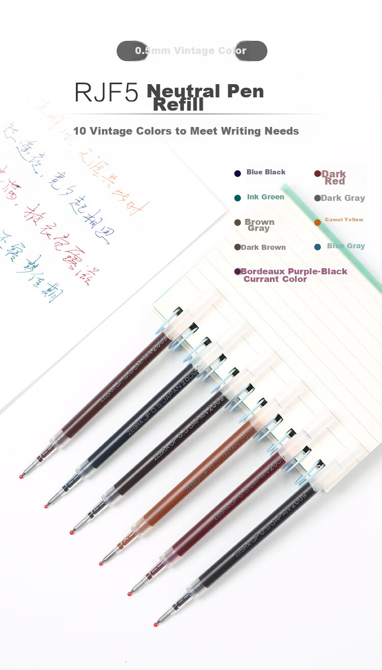 ZEBRA Retro Color Neutral Pen Refill (Compatible with JJ15/J99/JJ56/JJZ58/JJZ15/JH72), 0.3mm Bullet Tip Refill, RJF3 Camel Yellow, Single Pack 1