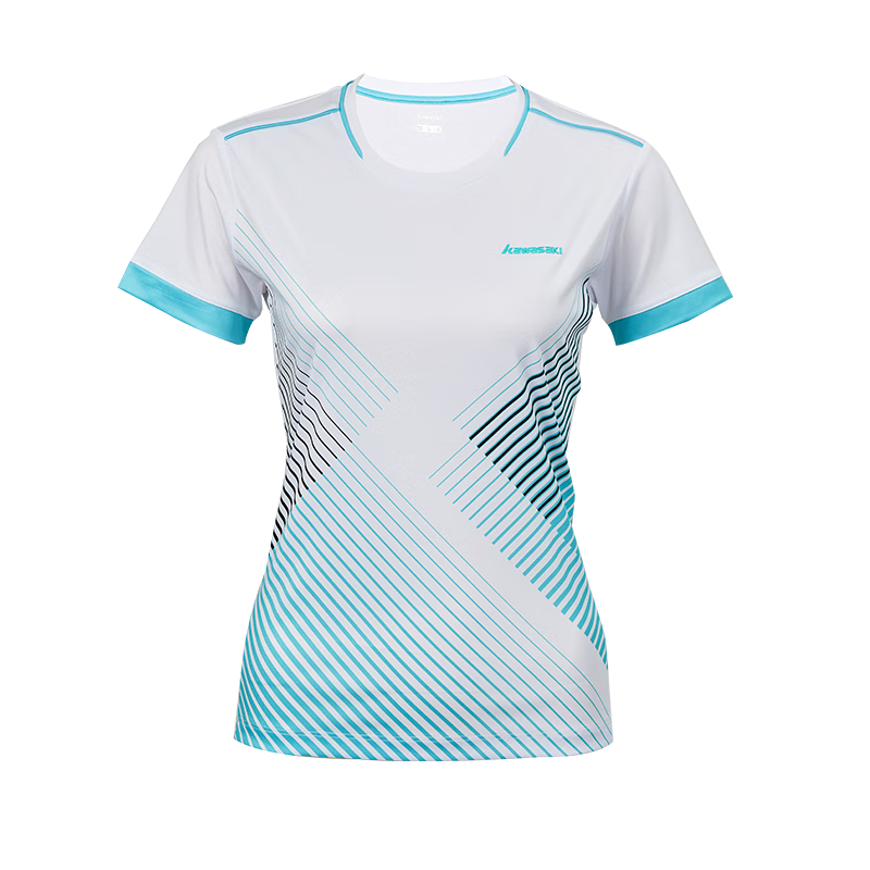 KAWASAKI Badminton Outfit Set for Children And Teenagers, Sports Quick-Dry Short-Sleeve T-Shirt Training Wear A4806 White And Black 160