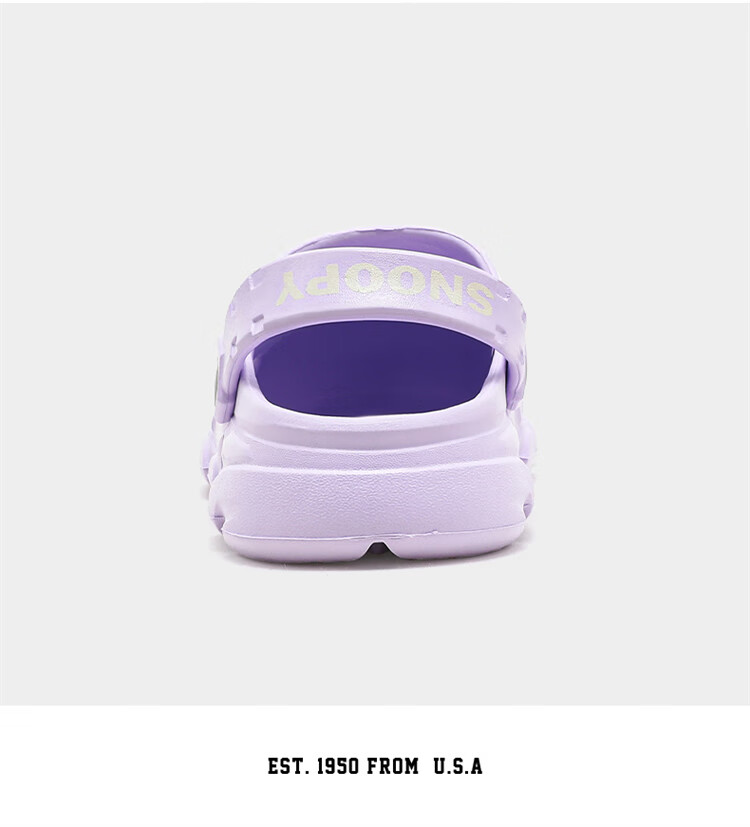 SNOOPY Boys' Perforated Shoes, All-Season Garden Shoes, Children's Soft-Soled Comfortable Home Shoes, 3944 Purple, Size 30 18