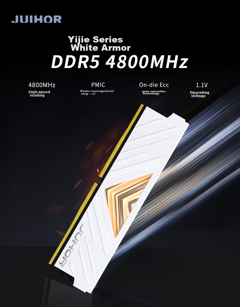 JUHOR 16GB DDR5 6000 Desktop RAM Hynix A-die CL28 No RGB AI Optimized 1