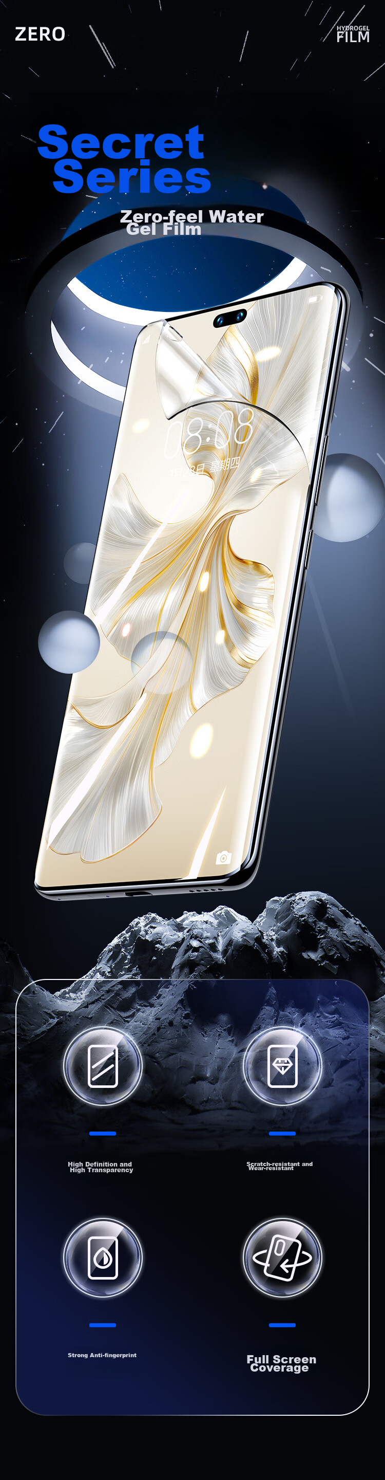 BIAZE [Ultra-Fast Repair 2 Pieces] Hydrogel Soft Film for Honor 200Pro/100Pro, 90pro/80pro Phone Screen Protector, High Definition Non-Tempered Anti-Fingerprint Protective Film JM141 1