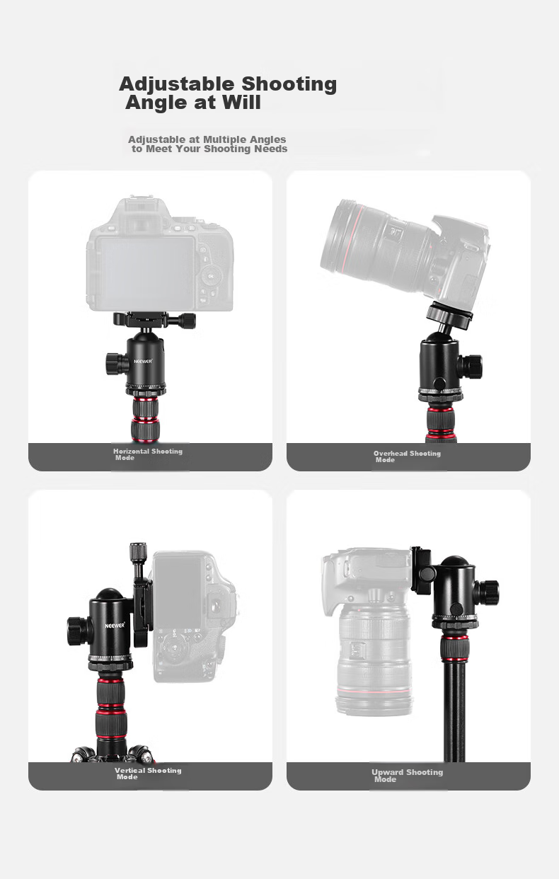 NEEWER Aluminum Alloy Tripod Portable 2-Section Center Column with Phone Clamp for Mirrorless And DSLR Cameras, Travel Tripod Inverted Panoramic Ball Head Ultra-Light Tripod TP77 6