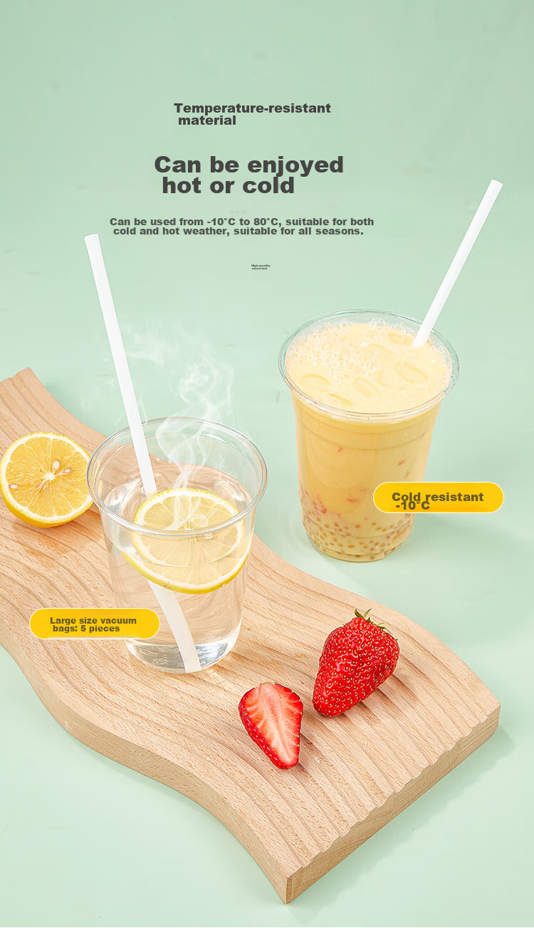 YOUAO Biodegradable PLA Straws, 100 Individually Wrapped, Heat-Resistant Straws for Juice, Drinks, And Bubble Tea 9