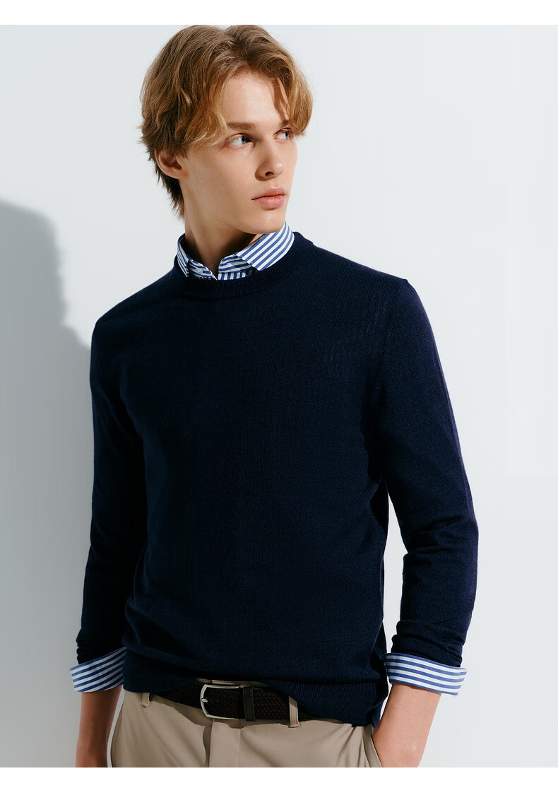 G2000 [Sheep Wool Blend] Mall-Matching Soft Comfortable Casual Versatile Sweater, Deep Indigo Blue, 2L 3