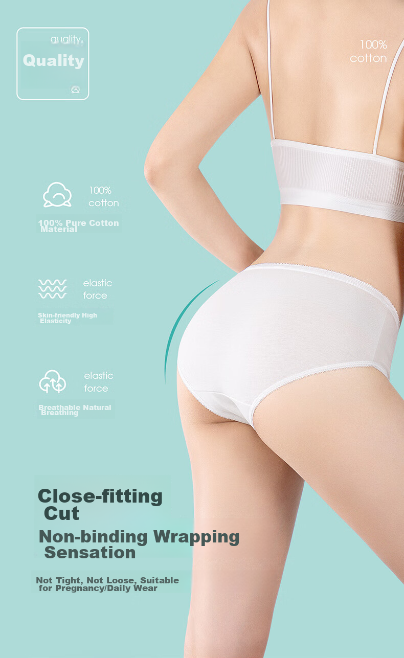 BADIGAO Disposable Underwear for Women, Maternity Pure Cotton Travel-Resistant Shorts, Postpartum Maternity Large Size All-Cotton Daily Disposable Panties, L Size 3