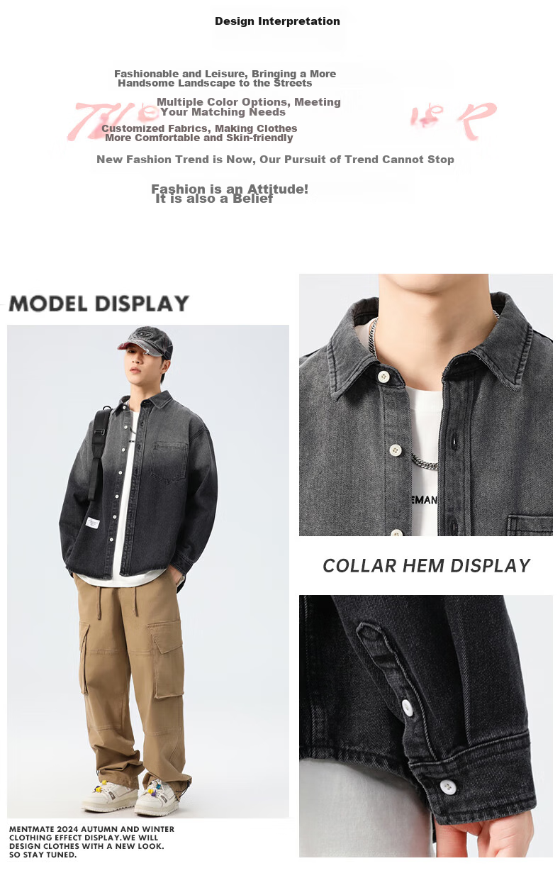 Jeanswest Men's Jacket 2026 Spring Summer Loose Simple Fashion Men's Denim Jacket Retro Blue L 3
