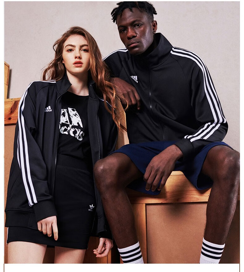 Adidas Jacket for Men And Women, Spring Running Sports Stand-Collar Zipper Jacket Sportswear, Black/white, M 1