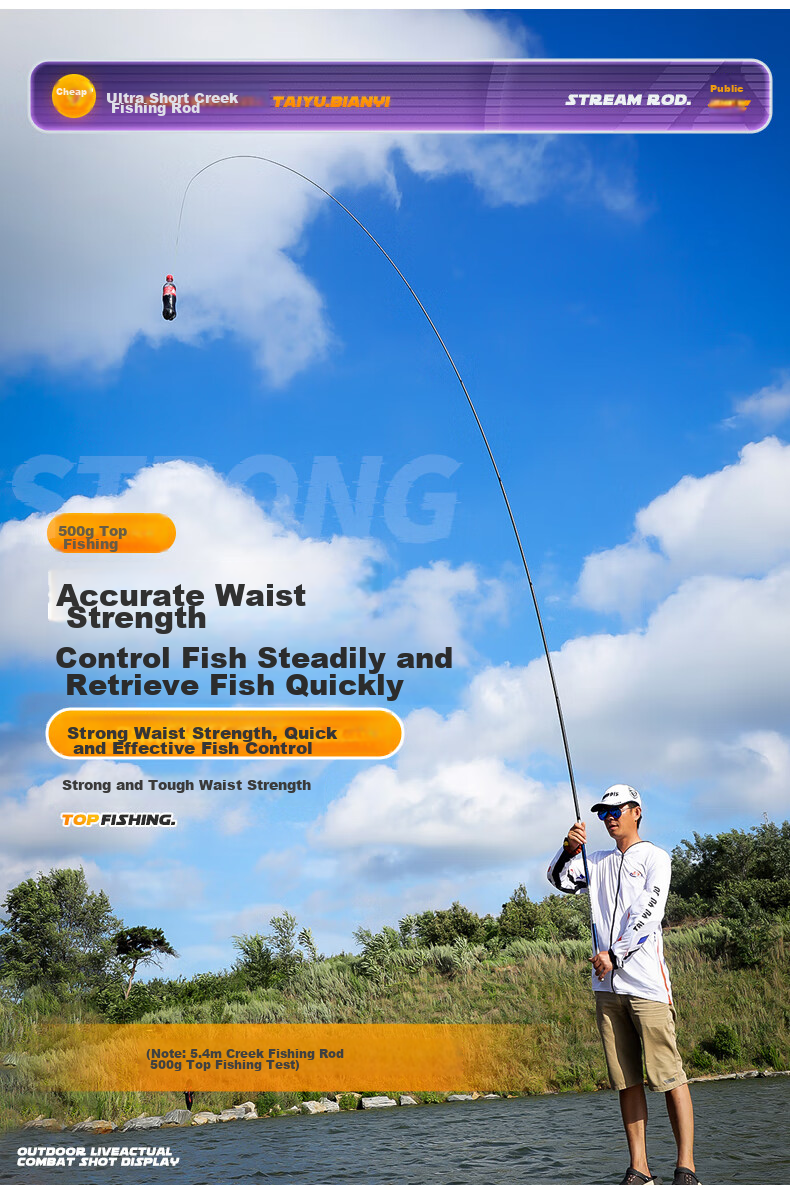 Taiyu 5.4-Meter Fishing Rod, Short Section Stream Rod, 37-Tune Carbon Fiber Ultra-Light Ultra-Hard Hand Rod, Carp And Crucian Carp Rod Set 10