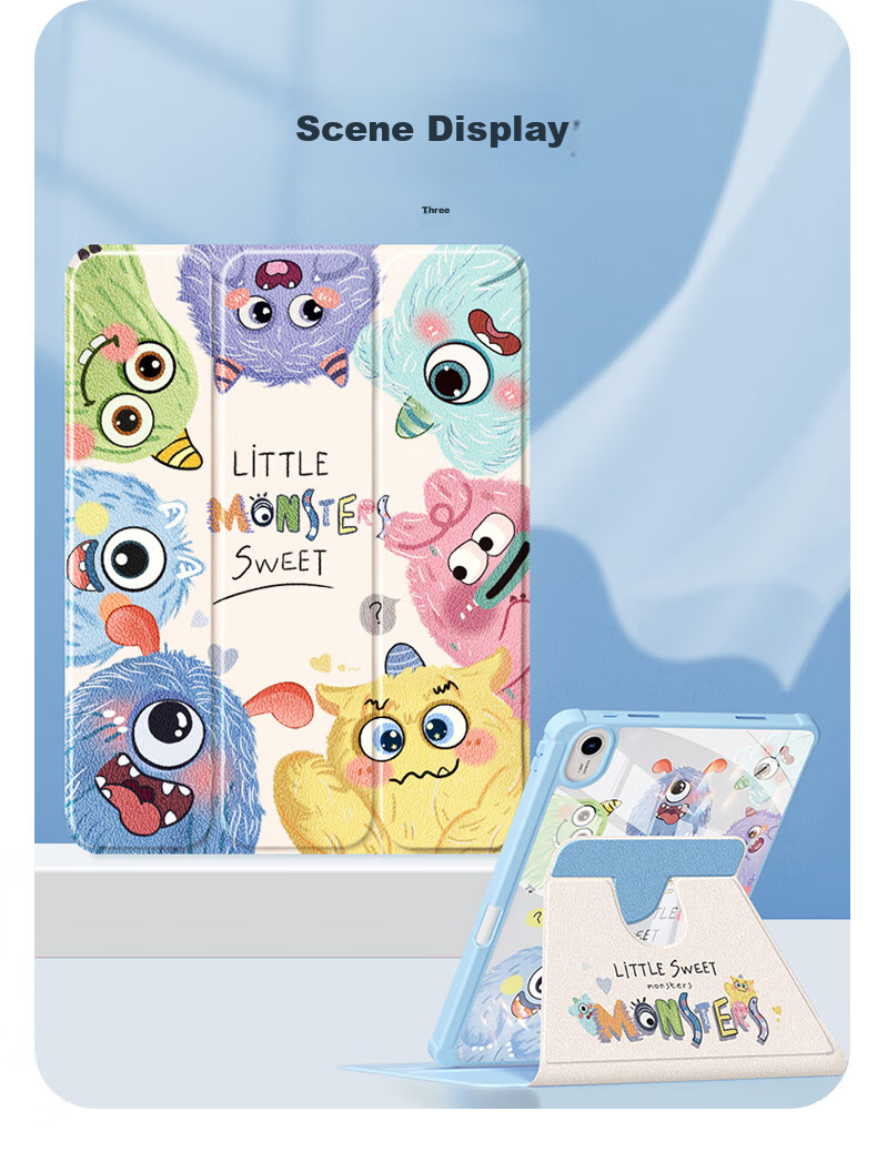 Asiwa Protective Case for Huawei MatePad Pro 12.2, Compatible with 2025/2024 Models, 12.2-Inch Tablet with Pencil Holder, 360-Degree Rotating, Horizontal And Vertical Support, Cartoon Anti-Drop And Anti-Bend Design, Tri-Fold Style 10