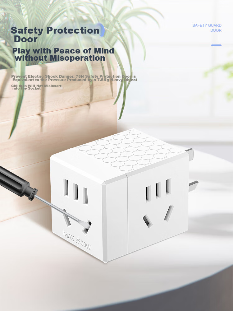Cici Travel Adapter, 1 to 3 Power Converter/Adapter/Hexagonal Socket/Hexagonal Converter/Wireless Socket, 3-Prong Wireless Hexagon Q02 White 6