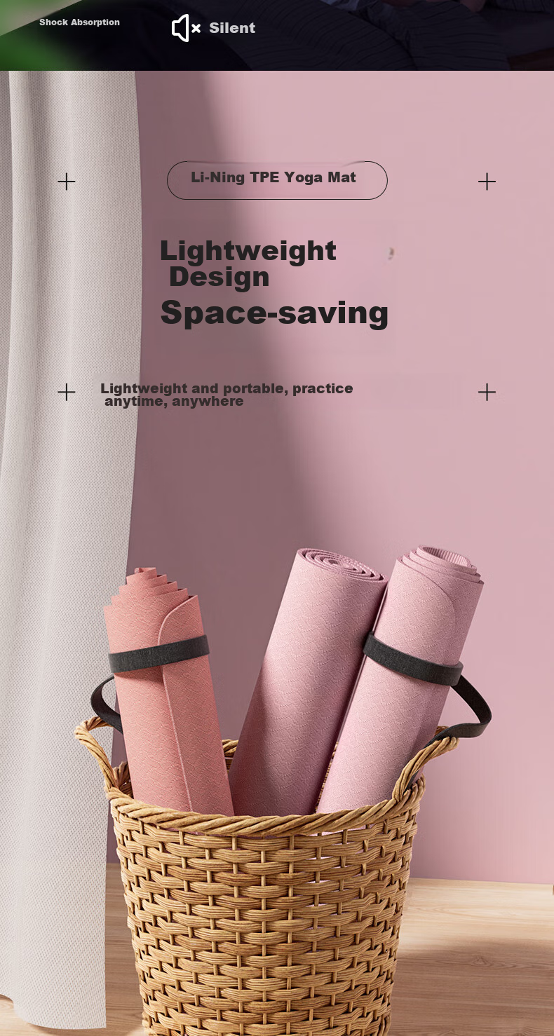 Li-Ning Yoga Mat, Double Size, Thickened, Non-Slip, Extra Large, Shock-Absorbing, for Jump Rope Exercises, Soundproof, Wide Exercise Mat, TPE Material 12