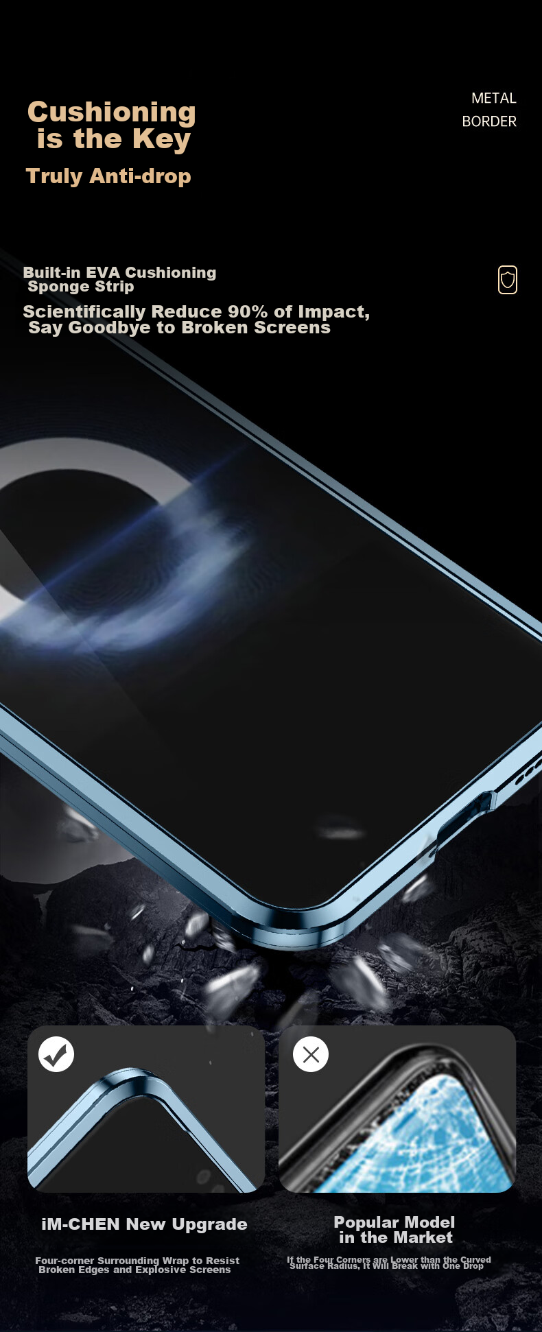 IM-CHEN [Metal Magnetic] Phone Case for Huawei Pura 70 Pro, Pura 70 PRO+ Protective Cover, Aluminum Alloy Lens Ring, Frosted Business Full Protection Shockproof - Mysterious Black 12