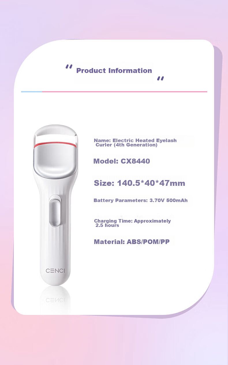 CENCI Electric Eyelash Curler, Fourth Generation, Heated Eyelash Curling Tool, Long-Lasting Shaping, Rechargeable Gift for Wome 20