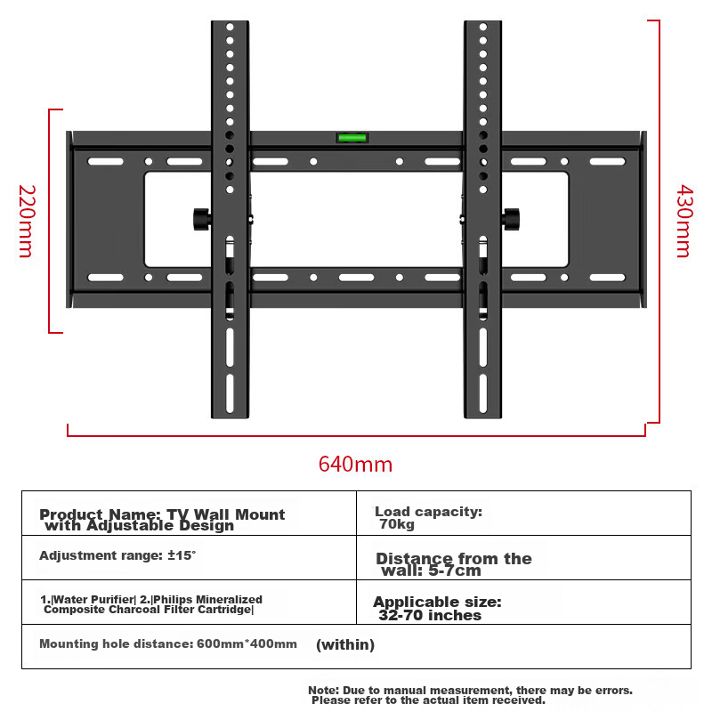Jiangwutong TV Wall Mount (26-65 Inches), Bracket Wall Mount Suitable for Xiaomi, Hisense, TCL, Specialized TV Stand, Skyworth, Sony, LeTV, Konka, Haier, Huawei