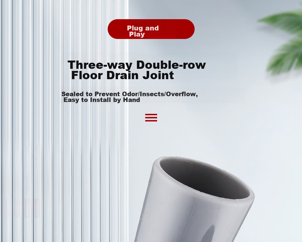 CVBAB Washing Machine Floor Drain Three-Way Connector, Sewer Pipe Anti-Odor And Backflow Prevention Drainage Pipe Sealed Three-Way Two-In CV620 1