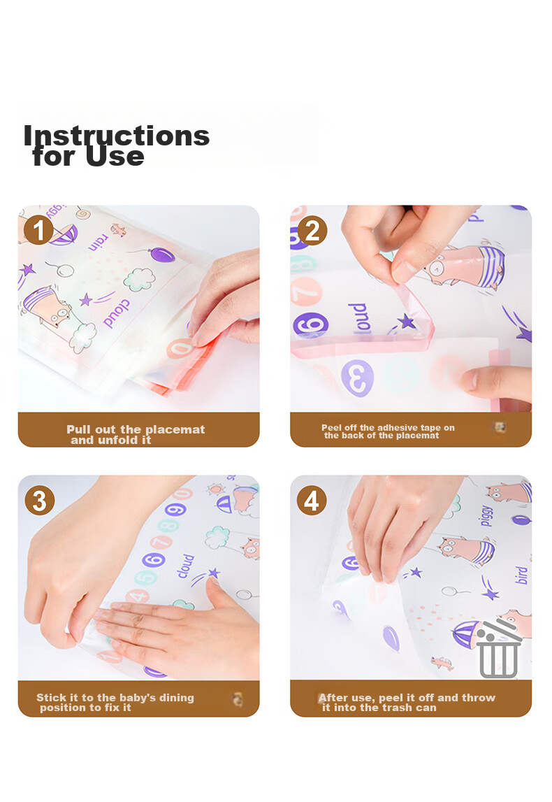 Easy Your Home Children's Portable Disposable Placemat, Baby-Approved, Waterproof And Oil-Proof Table Mat for Outdoor Use, Antibacterial And Dirt-Proof 13