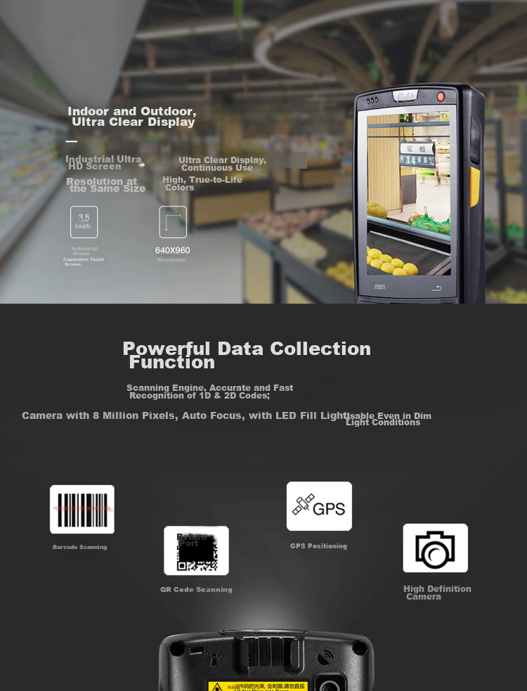 IData (Yingda) 95W Two-Dimensional PDA Handheld Data Terminal, Barcode Scanner Collector Industrial Smartphone for Warehouse Logistics Express Hospital, Official Warranty One Year 3