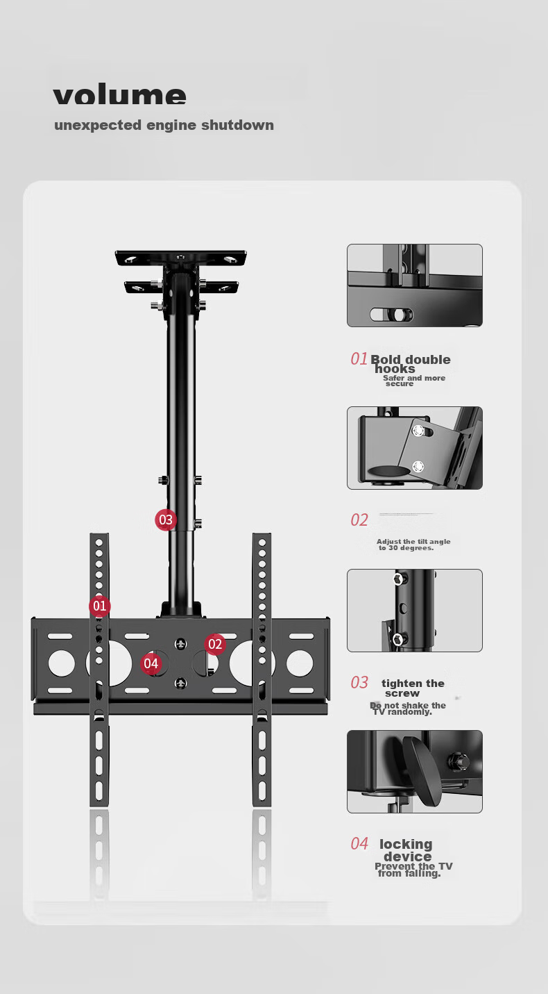 Jiangwutong TV Mount Bracket [26-60 Inches], Ceiling Hanging Bracket, 360-Degree Rotating Display Hanging Rod, LCD TV Suspension Bracket 3