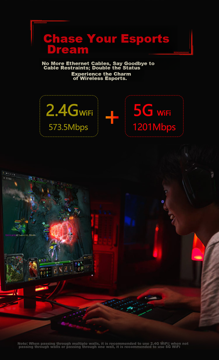 Wavlink WiFi 6 Wireless Network Card, Gaming Gigabit Ethernet Card, 5G Dual-Band 1800M USB Wireless Network Card, Desktop And Laptop WiFi Receiver And Transmitter, Vitesse Pro 2