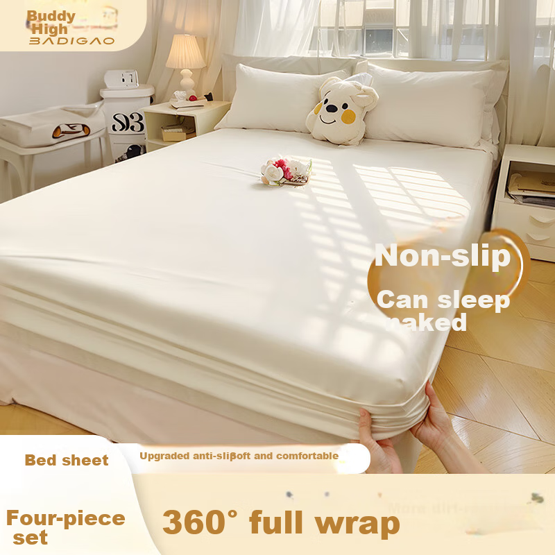 BADIGAO Disposable Four-Piece Hotel Set for Two People, Thickened Fitted Sheet, Bedsheet, Duvet Cover Set, Essential for Business Trips And Travel, Hygiene Protectio