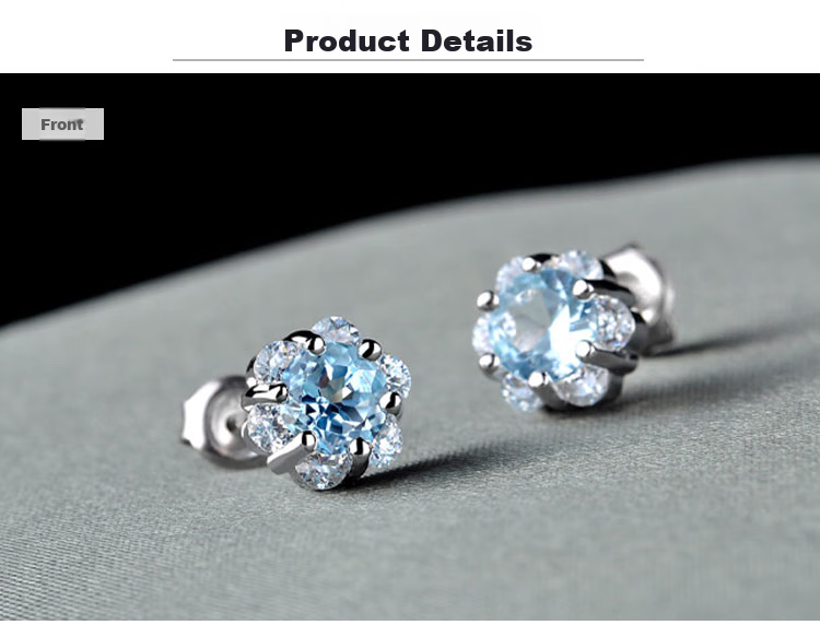 JOLEE Women's Stud Earrings, Topaz S925 Silver Hoop, Simple And Fresh Colorful Jewelry, Gift for Women on Holidays 3