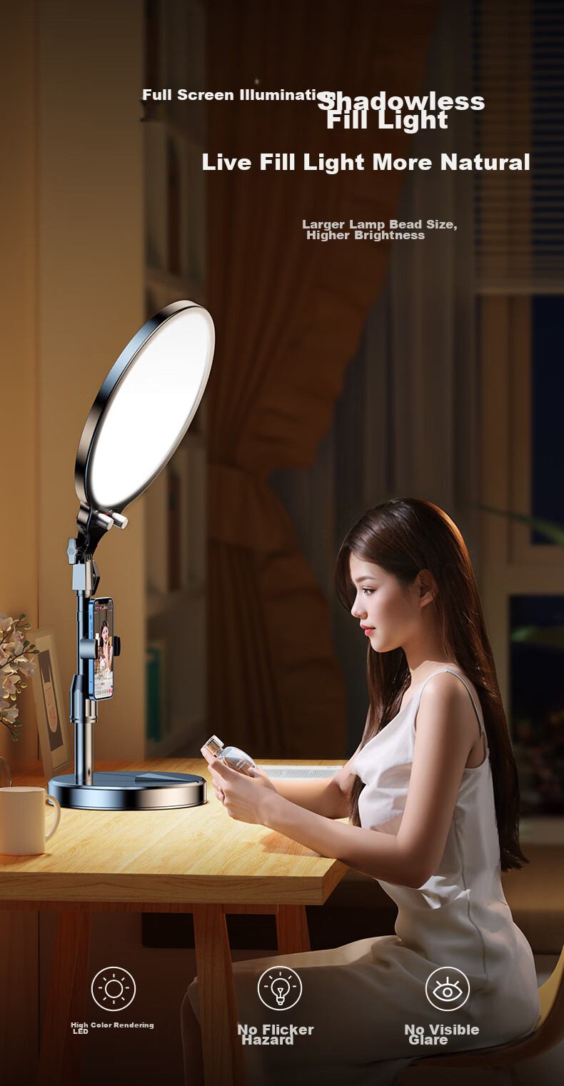 CRENOV [Facial Concealer And Fill Light] Live Streaming Fill Light Complete Set, Photography Face Lighting LED Photo Booth, Professional Soft Light Beauty Video Desktop Full Screen for Streamers' Live Rooms 9
