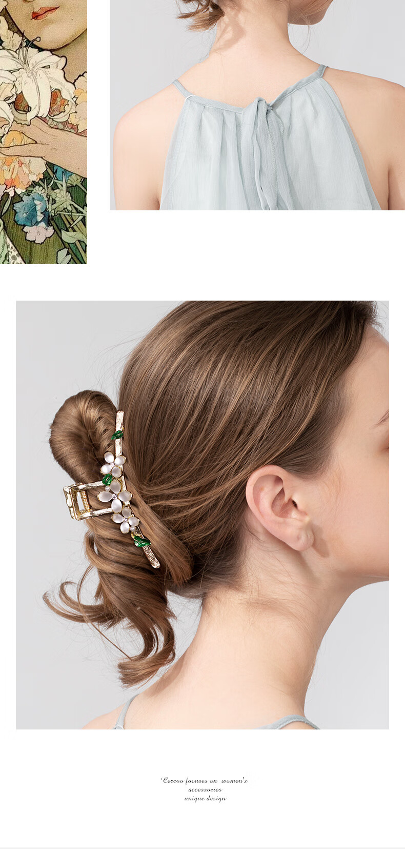 Cercoo Large Back-Of Bun Claw Clip, Shark Clip for Thick Hair, Elegant Hair Accessory 2