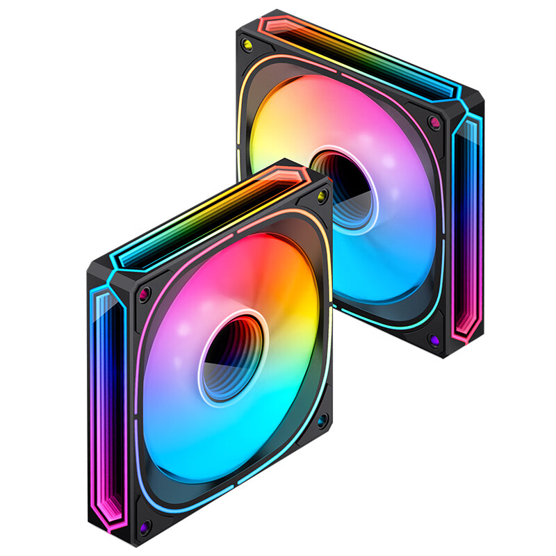JONSBO FR-505B Iridescent Edition 12CM Case Fan (3-Sided & Axial Fan with Multi-Layer Mirror Effect/5V ARGB Motherboard Sync/PWM Male And Female Connectors)
