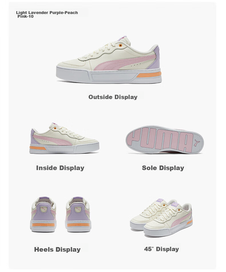 PUMA White Sneakers, Platform Tennis Shoes for Women, Sports Casual Shoes SKYE 374764, Size 38.5 14