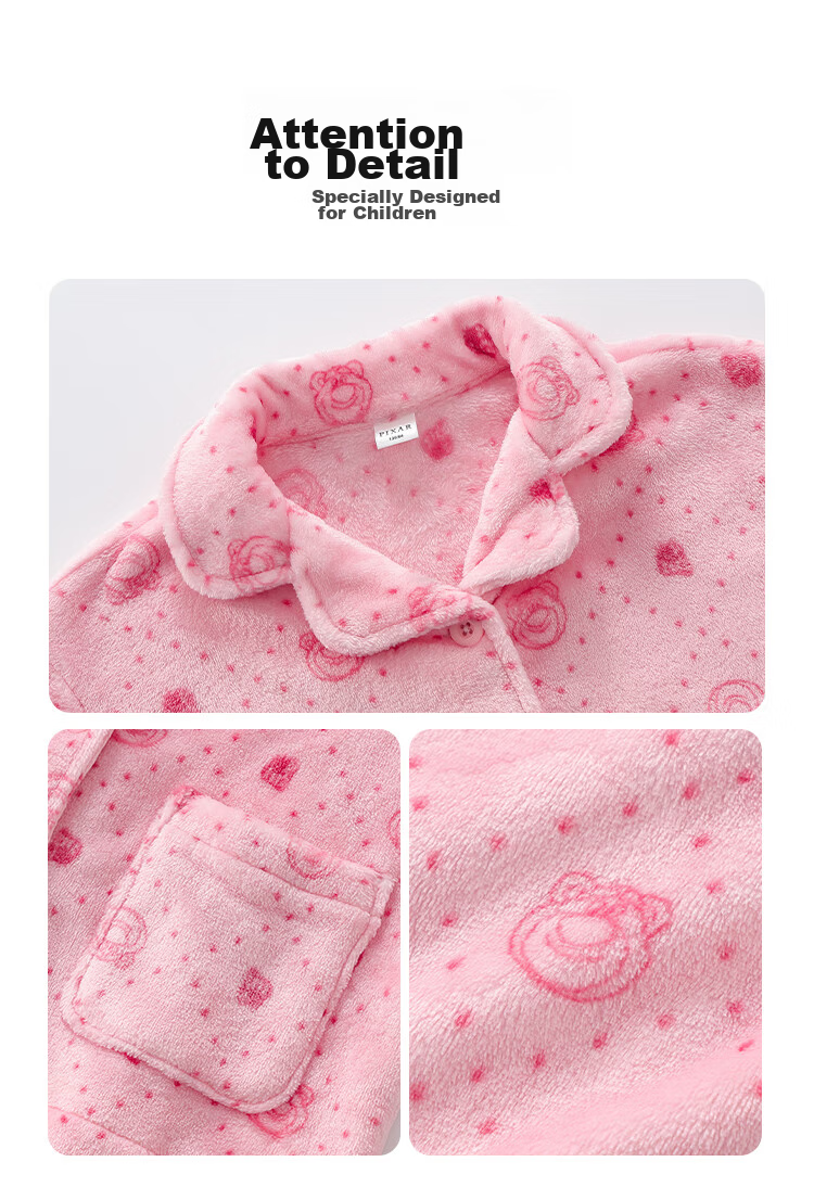DISNEY Kids Girls' Flannel Pajama Set, Durable, Anti-Static, Homewear, Winter 2024, DB442LE04 Pink, Size 110 8