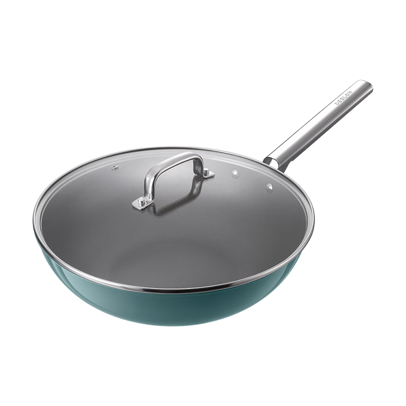 DES LON (DESLON) Titanium-Containing 99% Non-Stick Wok, No Coating, Home Use, Smokeless, Flat Bottom, Suitable for Gas Stove And Induction Cooker, Non-Stick Frying Pa