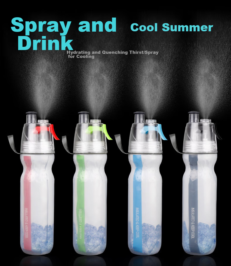 BIKEBROS Cycling Water Bottle, Sports Fitness Large Capacity Spray Cool Portable Handheld Cup, Summer Ice Water Bottle for Men Women Students 1