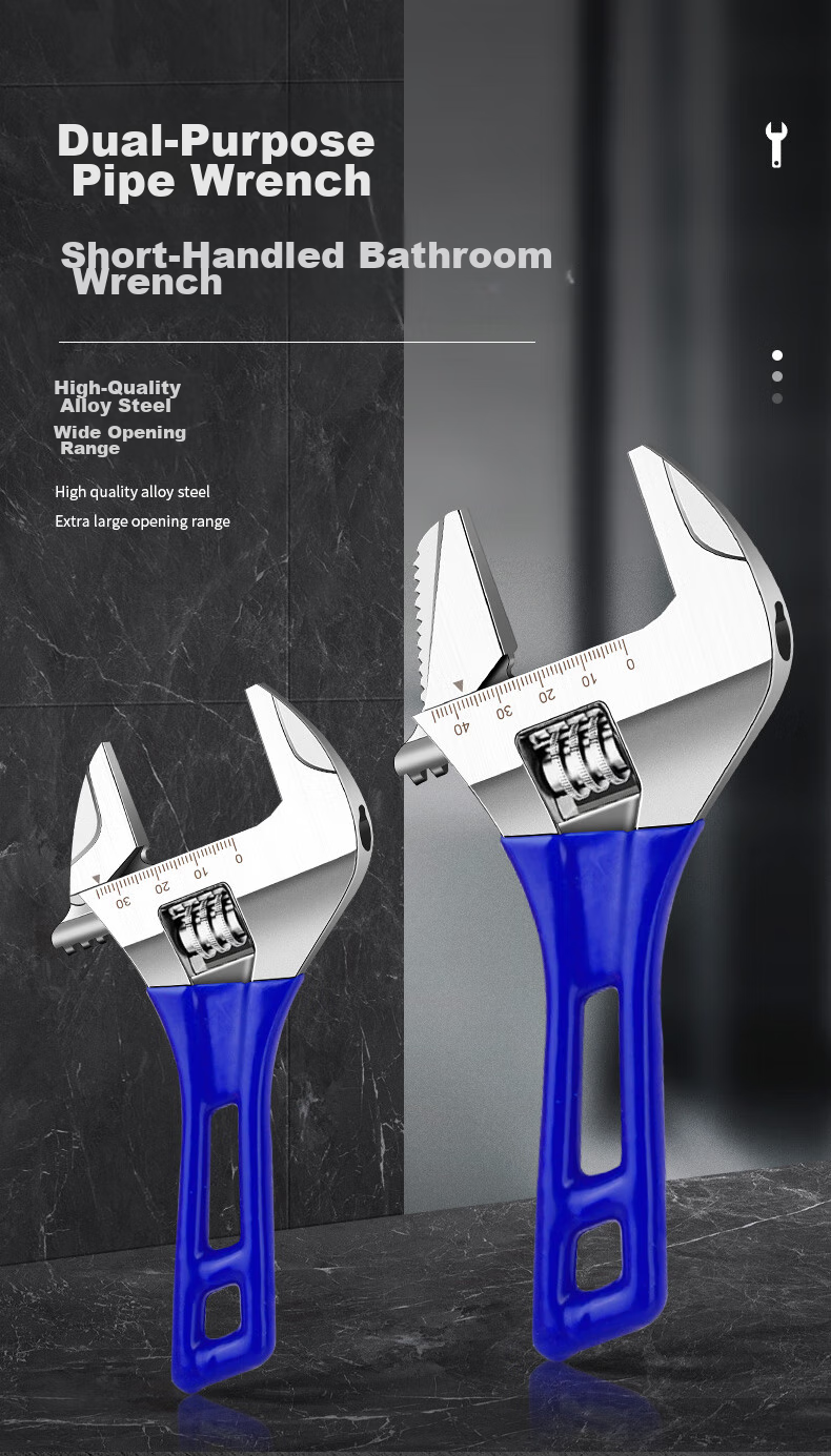 Ruineng Bathroom Wrench, Wide-Mouth Adjustable Wrench, Universal Adjustable Wrench, for Plumbing And Pipe Work, Dual-Use, 8 Inches 2