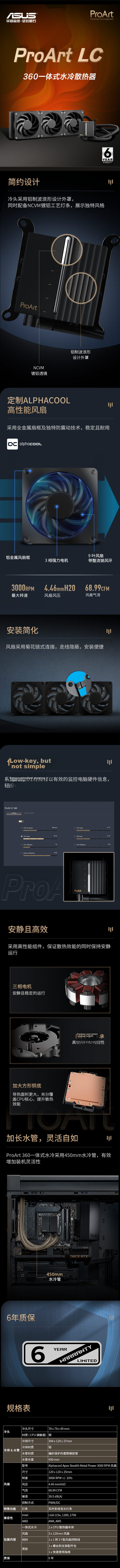 ASUS ProArt Chuangyi Guodu PA360 All-In CPU Liquid Cooler with Monitoring Light Strip, Enlarged Square Copper Base, AOC High-Performance Fan, Black Myth: Wukong Editio 1