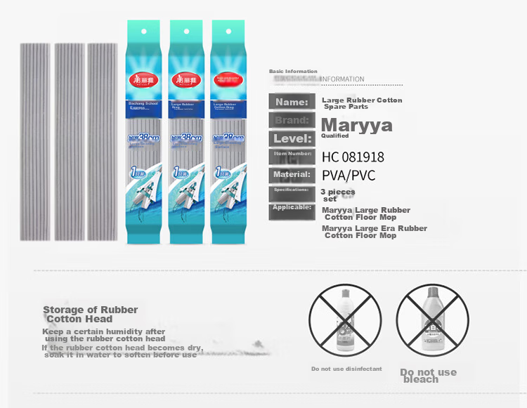 MARYYA Sponge Mop Replacement Heads, 38cm, Pack of 3, Wide Buckle, Dashi Daqi Feiyi Mop Spare Parts, Absorbent Sponge 2
